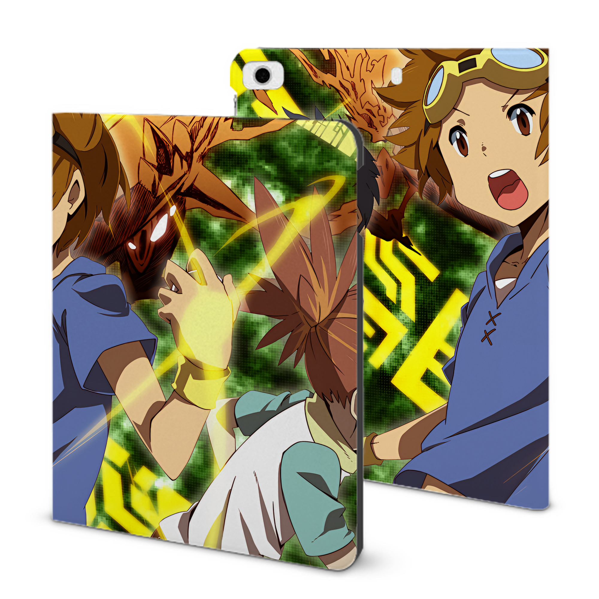 （画像用） Digimon デジタルモンスター/デジモン IPad ケース ブック型 PUレザー TPU 耐衝撃 軽量 薄型 ペン収納なし 全面保護 IPad 各モデル対応